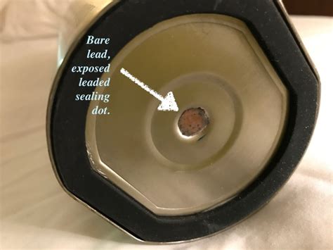 This is what a Leaded sealing dot looks like on a 